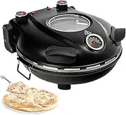 1200W Electric Pizza Maker, Indoor Portable Pizza Oven, 50-420℃ Temperature Control, Double-Sided Heating, Non-Stick Coating, for Pizzas/Nachos/Fajitas/Omelettes Black