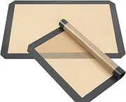 Silicone Baking Mat Sheet Set - Reusable Baking Mat Nonstick Mat for Oven for Cookies, Pastry, Bread, Bun, Fondant (Size 16.5" x 11.6") - Dark Grey