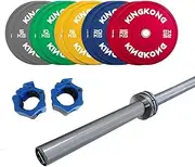 Kingkong Fitness Olympic Bumper 150 Kg Plates with 20 Kg Barbell, Premium Color