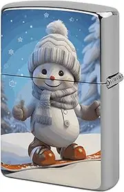 [GHBNK] Cute Snowboard Snowman Lighter Case, Lighter Protective Cover, Personalized Metal Shell Graffiti Design