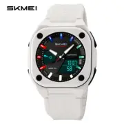 SKMEI Men Watch Fashion Dual Time Wristwatch Student White Strap Digital Watches