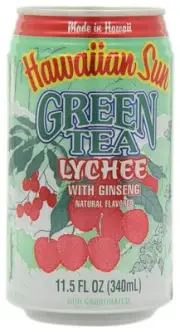 Canned Green Tea Lychee Flavor with Ginseng Pack of 24 Non Carbonated 11.5 Oz