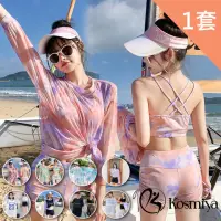 在飛比找momo購物網優惠-【Kosmiya】休閒運動風褲裝三件式泳衣(三件式泳衣/溫泉