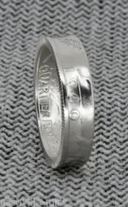 1960-1964 90% Silver Proof US Quarter Dollar Coin Ring Wedding Band Anniv. Gift