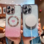 For iPhone 13 14 12Pro Max 11 Magsafe Plating Shockproof Glitter Slim Case Cover