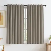 KEQIAOSUOCAI Taupe Blackout Curtains for Small Windows 100% Privacy Assured Thermal Insulated Blackout Shades Blinds for Bedroom 50 Inch Wides x 45 Inch Long 2 Panels Back Tab Pocket Hook Belt