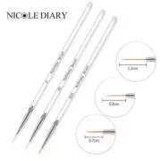 3Pcs Nail Brushes Set Manicure Ultra-thin Line Drawing Pen UV Gel Painting Brush