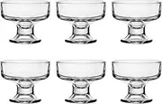 binsakao Glass Ice Cream Bowl Set of 6, Small Clear Mini Footed Dessert Cups for Fruit Pudding Trifle Parfait Sundae Nuts Cocktail Drinks Party (6.3 oz, Classic)