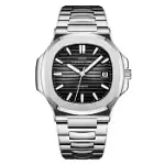 DIDUN 迪頓 英國品牌 經典鸚鵡螺 鋼帶 日期顯示 銀鐵 機械腕錶 S4銀黑銀鐵