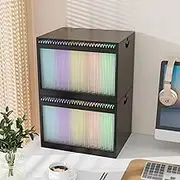 LONTAI Bamboo Hanging File Boxes with Lids 2 Pack, File Organizer Box for Letter/Legal File, File Box with Hanging Folders Acrylic Light Easy Assembly File Storage Boxes for Home Office, Black