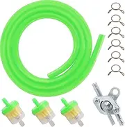 Tanbupu 3.3Ft 3/16" ID Fuel Line with Clamps Fuel Filters Inline Shut Off Valve Petcock Set for GY6 50cc 70cc 90cc 110cc 125cc 150cc Taotao Coolster Apollo Baja ATV Dirt Pit Bike Go Kart (Green)