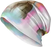 [JEJEA] Cute Cockatiel Print Beanie Cap Winter Warm Hats Knit Slouchy Skull Cap Soft and Skin Friendly for Men Women Black, Black, One size