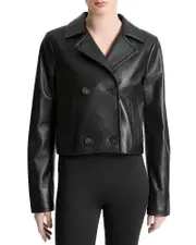 Vince Leather Shrunken Peacoat