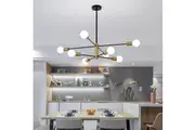 Modern 8-Light Chandelier Fixture Black and Gold