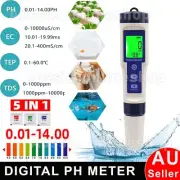 5 in 1 EC TDS Meter Tester Salinity Pen LCD Water Digital PH Meter Tester Water