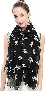 [Lina & Lily] Poodle Dog Print Women's Large Scarf Lightweight