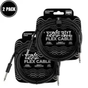 2 Pack BLACK 10' Instrument Cable ERNIE BALL FLEX 6434 Straight/Straight