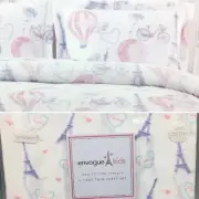 5pc Envogue Paris Eiffel Tower TWIN Comforter SHEET Set Balloon Pink Purple Aqua