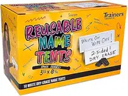 Set of 10 Space-saver Reusable Name Cards - WHITE, dry-erase tent, 8.75" x 3"