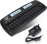 CITYORK 16 Slot Smart Battery Charger Built-in IC Protection for AA/AAA NiMH/NiCd Rechargeable Batteries with Discharge Function & LCD Display