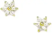 [JewelryWeb] 14k Yellow Gold CZ Simulated Diamond Flower Screw Back Earrings 7x8mm Stud Earring for Women