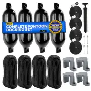 Boat Fenders Complete Set, Black 6.5"x23", Includes Dock Lines and Fender Clip