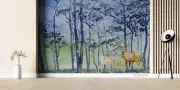 3D Woods Deer Landscape Watercolor Wallpaper Wall Murals Removable Wallpaper