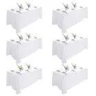 TANIASH 6 Pack White Tablecloths for Rectangle Tables 90X132 Inch, Wrinkle Re...