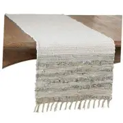 " Les Fêtes Collection Striped Leather Chindi Table Runner, 16"" x 72"",