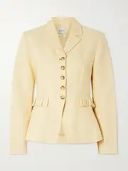 [Posse] Posse - Matilda Ruffled Linen Blazer - Yellow - small small Yellow