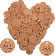 Veemoon 200pcs Blank Paper Tags with Pre Punched for Present Wrapping DIY Crafting and Decoration Circle Shaped Thank You Labels for Various Occasions