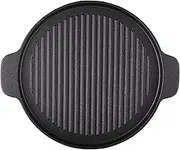 CUKOR Cast iron Grill Griddle, Grill Pan for Indoor Cooking, Stove Top Griddle for Grilling on gas grill, Round Grill Griddle for Induction Cooktop