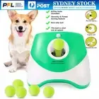 Pet Dog Ball Launcher Thrower Automatic Tennis Fetch Throwing Machine + 6 Balls