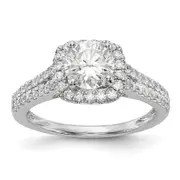 14kw Peg Set Simulated Diamond Cushion Halo Engagement Ring