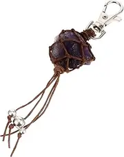 [LIFKOME] Amethyst Crystal Pendant Necklace Decorative Keychain for Home Office Car Fashion Amethyst Craft