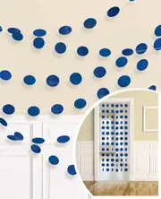 Australia Day String Decorations Glitter Round Bright Royal Blue 6 Pack
