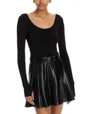 Alice and Olivia Chara Faux Leather Long Sleeve Dress