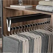 Push-Pull Wardrobe Pants Rack,Aluminum Alloy Built-in Top-Mounted Trouser Rack,can Bear35kg,for Closet Storage Space Saving(L-30cm)
