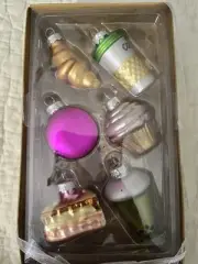 **New** Mini Glass Ornament Coffee Boba Croissant Cupcake Macaroon Longest 3"