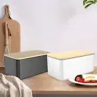 Bread Box with Bamboo Lid Usable as Cutting Board Metal Bread Bin haaKm