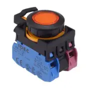 IDEC CW Series Amber 24V illuminated Maintained Flush Push Button Switch 1NO-1NC