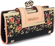 [Hemasa] Leather Handbag Long Purse 10-card slots and clips Zero, Black, 47
