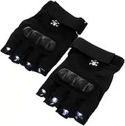 MABCIRY LED Flashlight Gloves, Half Finger Lighted Gloves with 8 LEDs Polyester Finger Lights for Running Camping Hiking Repairing, Men and Women