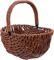 Rattan Flower Basket Wedding Decor Willow Handwoven Vines - Wall Flower Basket Seagrass Lace Decorative for Pot Crocheted Floral Small Outdoors Plant Baskets Brown Iron