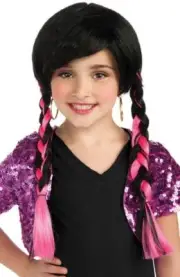 Jade Rocks Wig Bratz Black Fancy Dress Up Halloween Child Costume Accessory