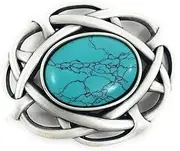 [UmjuBELT] Turquoise Stone Belt Buckle 8cm x 6.5cm Silver Celtic Design, silver, One size