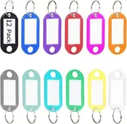 Key Tags, Key Labels, 12 Pack Plastic Key Tags with Ring and Label Window, Key Chain Name Tags ID Tags/Identifiers for Luggage, Bags, Suitcases, Backpack, 12 - Colors