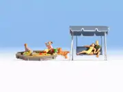 Noch 15590 Ho Scale Family in the Garden (with Rocking Chair and Sandbox)