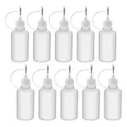 10Pcs 30ml Plastic Squeezable Tip Applicator Bottle refillable Dropper Bottles with Needle Tip Caps for Glue DIY translucent white