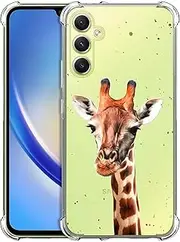 [Glisten] Samsung Galaxy A34 Case, Samsung A34 Clear Case - Watercolour Giraffe Printed Printed Durable Slim Fit Transparent Shockproof Designer Back Clear Case/Cover for Samsung A34 5G.